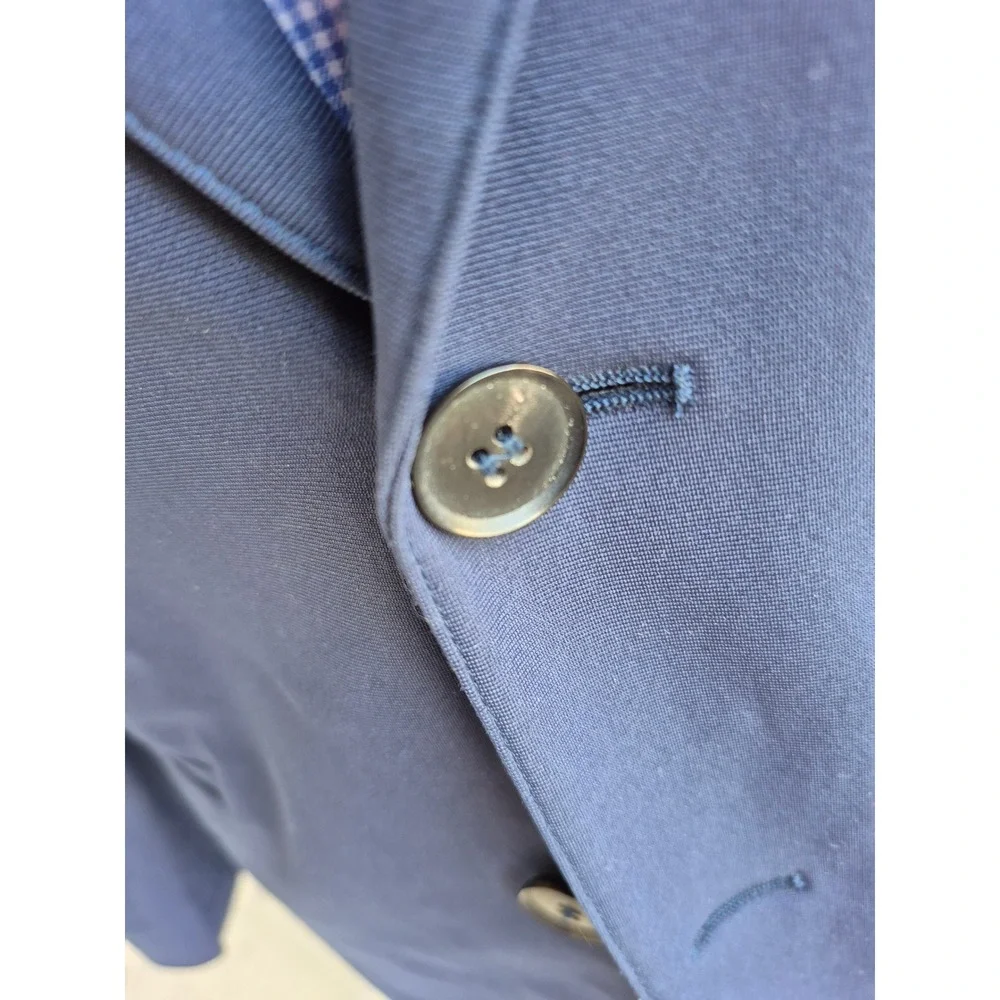 Sene Mens Navy Blue Custom Tailored Two Button Blazer Sport Coat‎ Jacket Sz 38 S